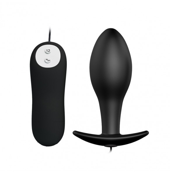 PRETTY LOVE Vibration Anal Pleasure Butt Plug (Black)